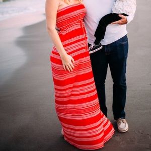 Motherhood Maternity Medium red & white maxi dress